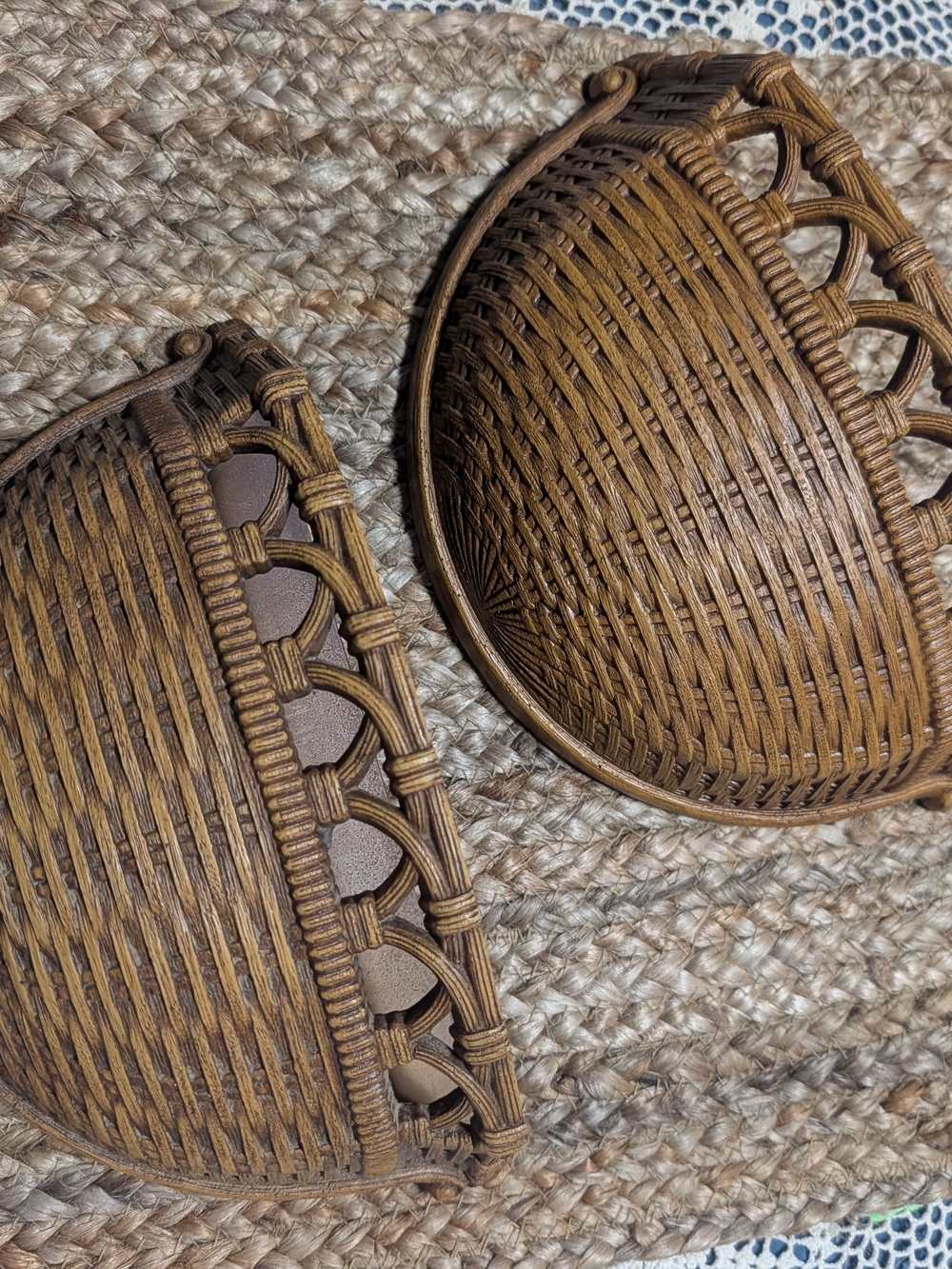 Brown Plastic Wicker Look Like  Wall Basket Pair - Home Accents